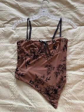brown floral tank